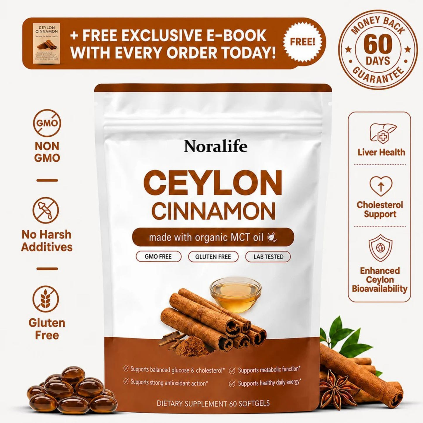 Noralife Ceylon Cinnamon 7200mg Equivelant